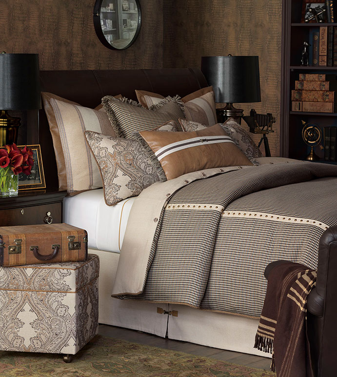 Aiden - lodge bedding,country bedding,mountain home bedding,southwest,northwest,rustic bedset,saddle leather,traditional,lodge home bedding,paisley,flannel,plaid,nailhead,antique brass,tan