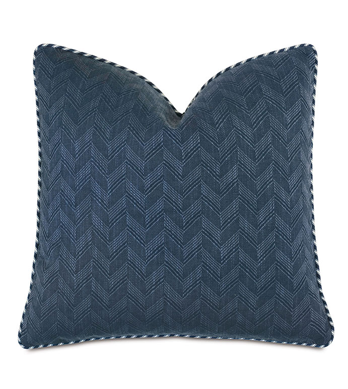 Claire Chevron Decorative Pillow - ,20x20 pillow,chevron pillow,blue pillow,navy pillow,chevron fabric,striped fabric,100% cotton pillow,ticking stripe,alexa hampton,square pillow,nautical pillow,coastal decor,
