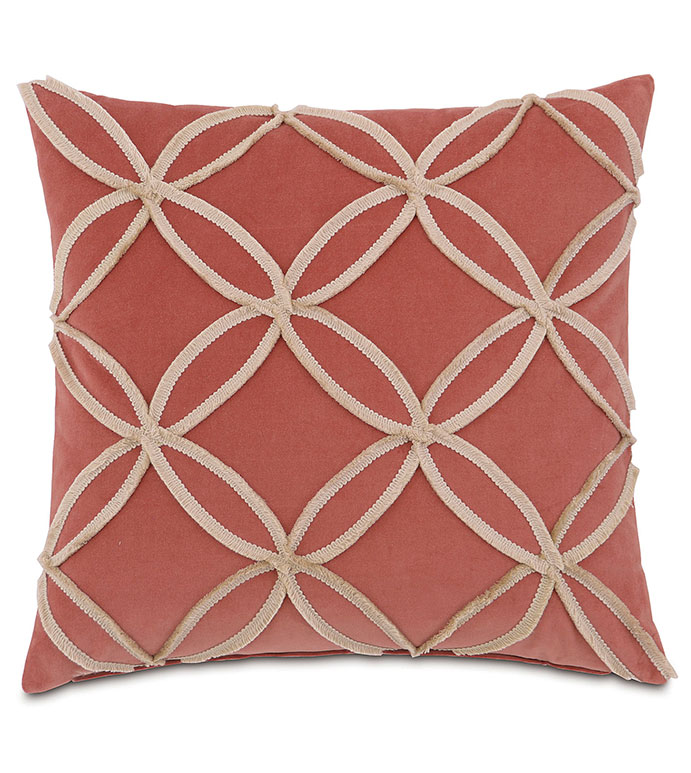 Lenneka Rose With Mini Brush Fringe - PILLOW,TOSS CUSHION,THROW PILLOW,SQUARE PILLOW,TRADITIONAL PILLOW,CUSTOM PILLOW,DOUBLE SIDED PILLOW,ROSE PILLOW,ACCENT PILLOW,MINI BRUSH FRINGE,HIGH END PILLOW,BED PILLOW