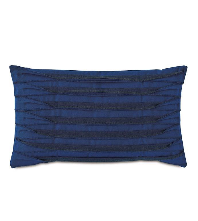 Plisse Pleated Decorative Pillow in Admiral - ,rectangle pillow,blue pillow,unfinished edge,overlock edge,pleats,pleated pillow,outdoor pillow,outdoor decor,long pillow,medium pillow,nautical decor,
