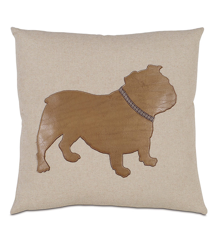 Bulldog Applique Decorative Pillow - ENGLISH BULLDOG, ENGLISH BULLDOG PILLOW, ENGLISH BULLDOG HOME ACCESSORIES, BULLDOG PILLOW