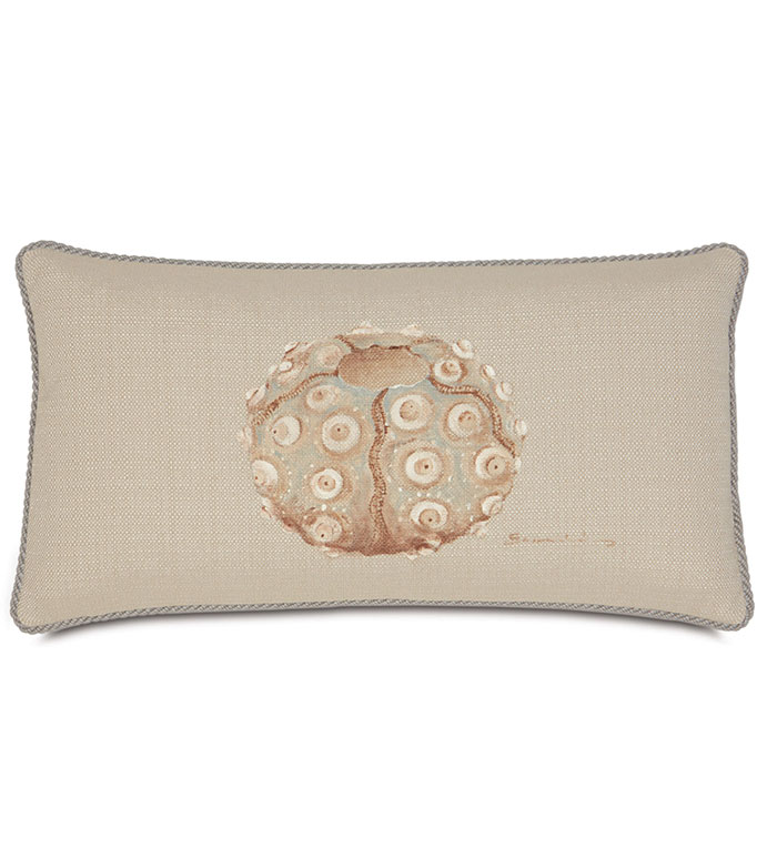 Hand-Painted Sea Urchin - HAND PAINTED OCEAN PILLOW,SEA URCHIN PILLOW,OCEAN LIFE PILLOW,HAND PAINTED TROPICAL PILLOW,LAKE HOUSE,BEACH HOUSE,COASTAL,BROWN,EARTH TONE,NATURAL,UNDER THE SEA PILLOW,PAINTED