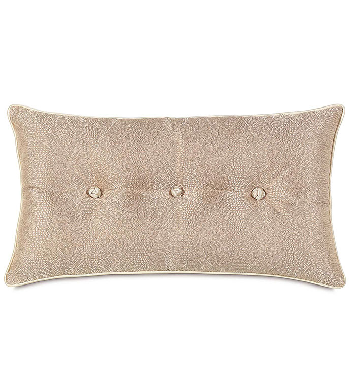 Dunaway Fawn Tufted - GLAM,SHINY,PATTERN,TAN,GLAMOUR,METALLIC,SNAKESKIN,ELEGANT,FEMININE,GOLD,LUXURY,CHAMPAGNE,PILLOW,DECORATIVE,HOME DECOR,BEIGE,LUXURY BEDDING,ANIMAL PRINT,TUFTED,BUTTON,CORD,ACCENT