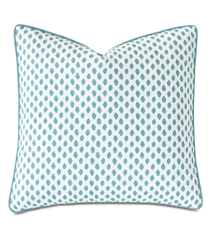 St Barths Speckled Decorative Pillow - ,22x22 pillow,teal pillow,dotted pattern,polka dot pillow,teal throw pillow,speckled pillow,speckled pattern,tropical pillow,luxury pillow,teal bedding,cotton pillow,