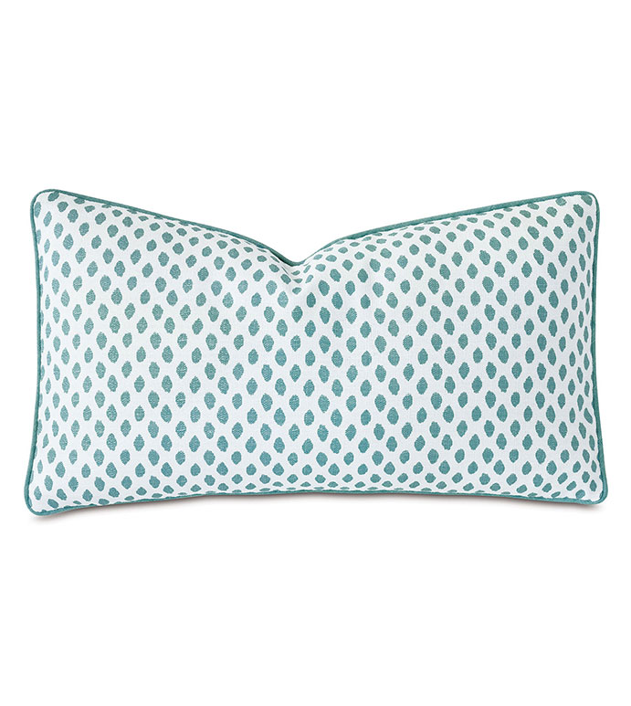 St Barths Speckled Decorative Pillow - ,15x26 pillow,long pillow,teal pillow,dotted pattern,polka dot pillow,teal throw pillow,speckled pillow,speckled pattern,tropical pillow,luxury pillow,teal bedding,cotton pillow,