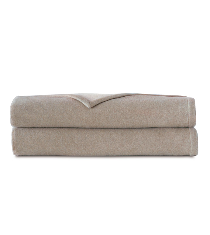 Hansel Flannel Blanket In Bisque - DE MEDICI,BLANKET,FLANNEL,COTTON,COTTON FLANNEL,NEUTRAL,WHITE,REVERSIBLE,TWO-SIDED,BISQUE,IVORY,TAN,SAND,SOFT,COZY,THROW,TWIN,QUEEN,KING,LUXURY,LUXURY BEDDING