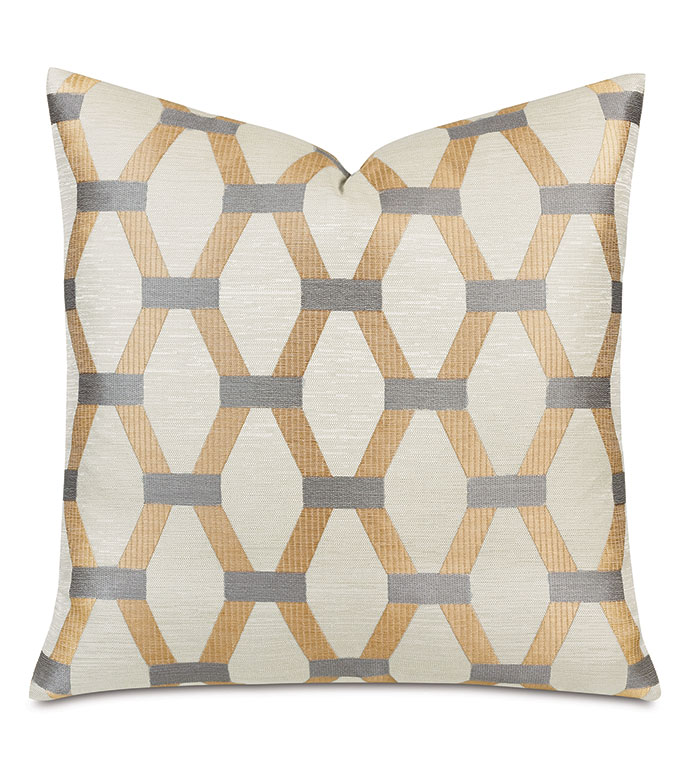 The Pillow Collection Sandrine Geometric Teal Down Filled Throw Pillow 