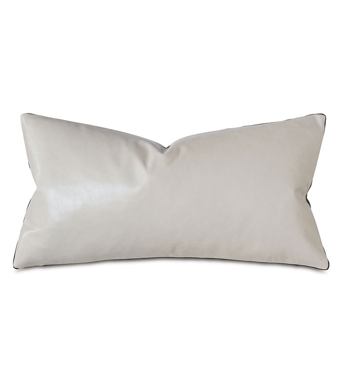 Tudor Leather Decorative Pillow In Vanilla - CREAM,PILLOW,LEATHER,VELVET,CHARCOAL,CREAM PILLOW,BLACK AND WHITE,MODERN,CONTEMPORARY,RECTANGULAR,11X21,MADE IN USA,100% LEATHER,OFF WHITE,ACCENT PILLOW,DECORATIVE PILLOW,LUMBAR,