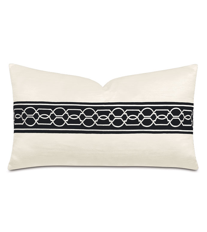 Lucent Trellis Tape Decorative Pillow in Opal - ,pearlescent pillow,metallic white pillow,metallic pillow,black and white pillow,metallic white fabric,luxury throw pillow,shiny pillow,reflective pillow,pearlescent fabric,