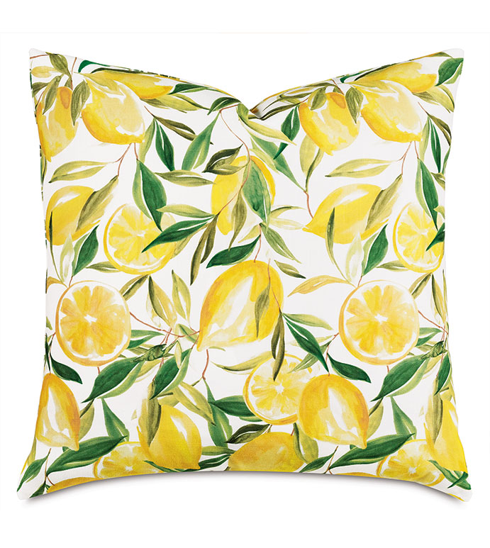 Meyer Lemons Decorative Pillow - ,22x22 pillow,lemon pillow,lemon print,lemon print bedding,celerie kemble,designer pillow,tropical pillow,tropical decor,botanical print,yellow pillow,lemon decor,