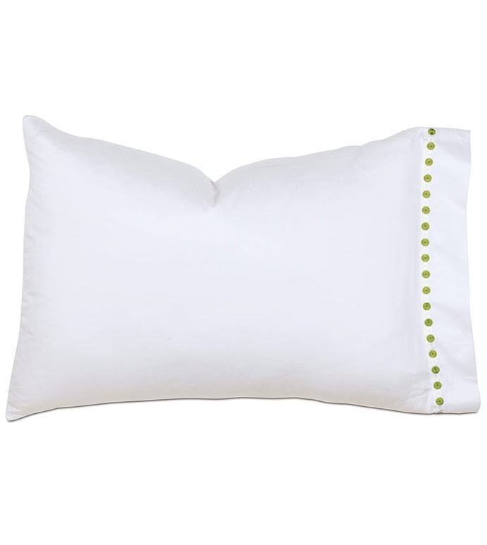 Tivoli Lime Pillowcase - pillowcase,white pillowcase,luxury linen,lime pillow case,high thread count,pillow case,sateen pillow case,egyptian cotton,luxury bedding,fine linen,washable,bedding,top of bed
