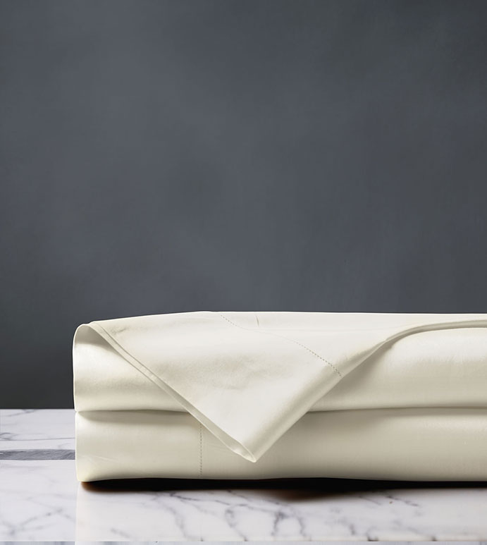Deluca Sateen Flat Sheet in Ivory - ,COTTON SATEEN SHEET,LUXURY FLAT SHEET,LUXURY FLAT SHEET TEAL,SATEEN FLAT SHEET,HEMSTITCH SHEETS,HEMSTITCH,LUXURY FLAT SHEET,LUXURY FLAT SHEET TEAL,SATEEN SHEET TEAL,