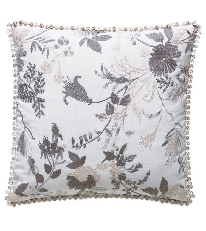 Naomi Floral Accent Pillow In Lilac - ACCENT PILLOW,THROW PILLOW,ACCENT PILLOW,EASTERN ACCENTS,LILAC,GLAM,EMBROIDERED,FLORAL,BEADED,