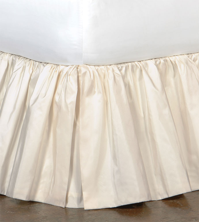 Freda Ruffled Bed Skirt In Ivory, Ivory Bed Skirt Queen