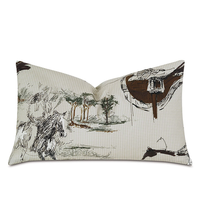 Steeplechaser Equestrian Decorative Pillow - ,100% cotton,houndstooth cotton,cotton pillow,equestrian pillow,equestrian print,equestrian throw pillow,printed pillow,rectangle pillow,equestrian decor,