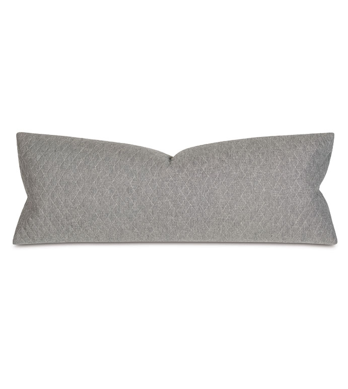Ridge Quilted Decorative Pillow - ,quilted pillow,pre-quilted pillow,diamond shape quilting,quilted bolster,gray oblong,thom filicia pillow,thom filicia bedding,gray bolter,quilting,quilted bedding,13x36 pillow,