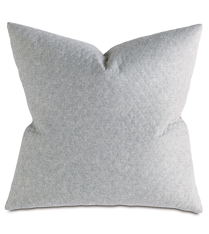 Bowen Slate Euro Sham - PILLOW,EURO SHAM,QUILTED PILLOW,SQUARE PILLOW,TOSS CUSHION,THROW PILLOW,ACCENT PILLOW,TONE ON TONE COVERED PILLOW,KNIFE EDGE TRIM PILLOW,DECORATIVE PILLOW,TAUPE ACCCENT PILLOW