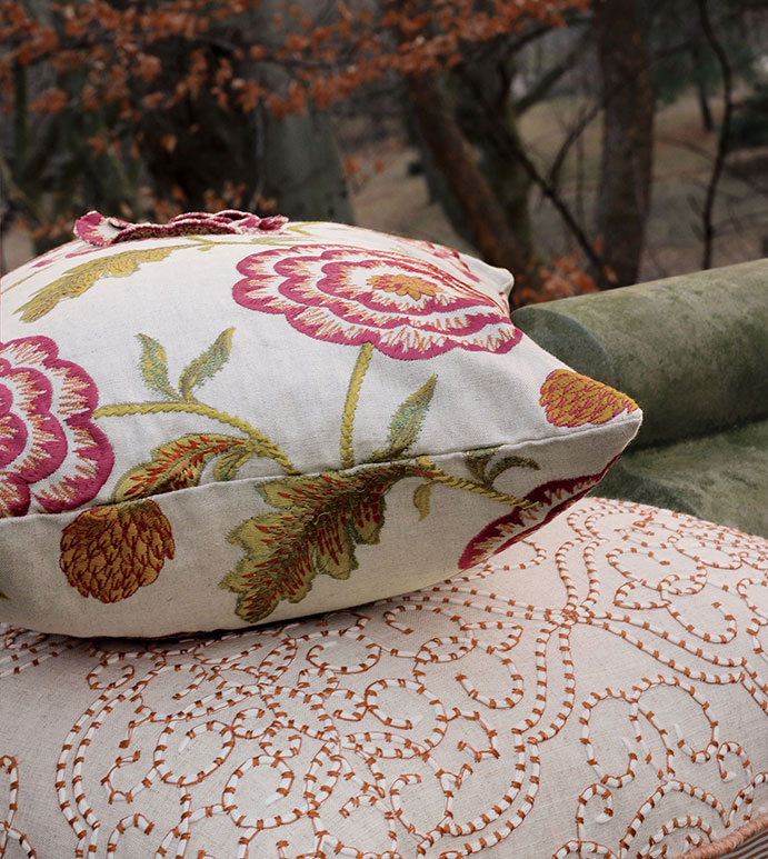 Marguerite Embroidered Decorative Pillow