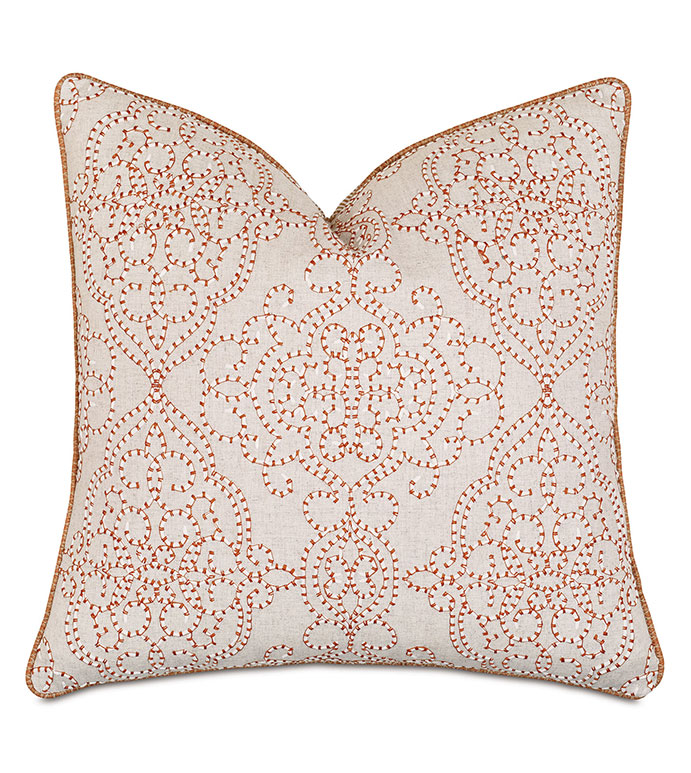 Marguerite Damask Embroidery Decorative Pillow