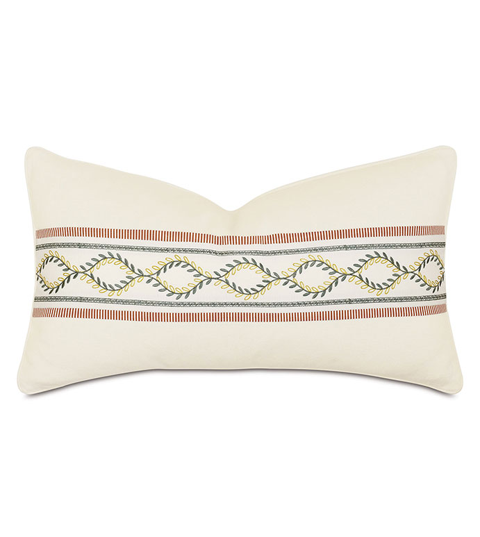 Marguerite Embroidered Tape Decorative Pillow