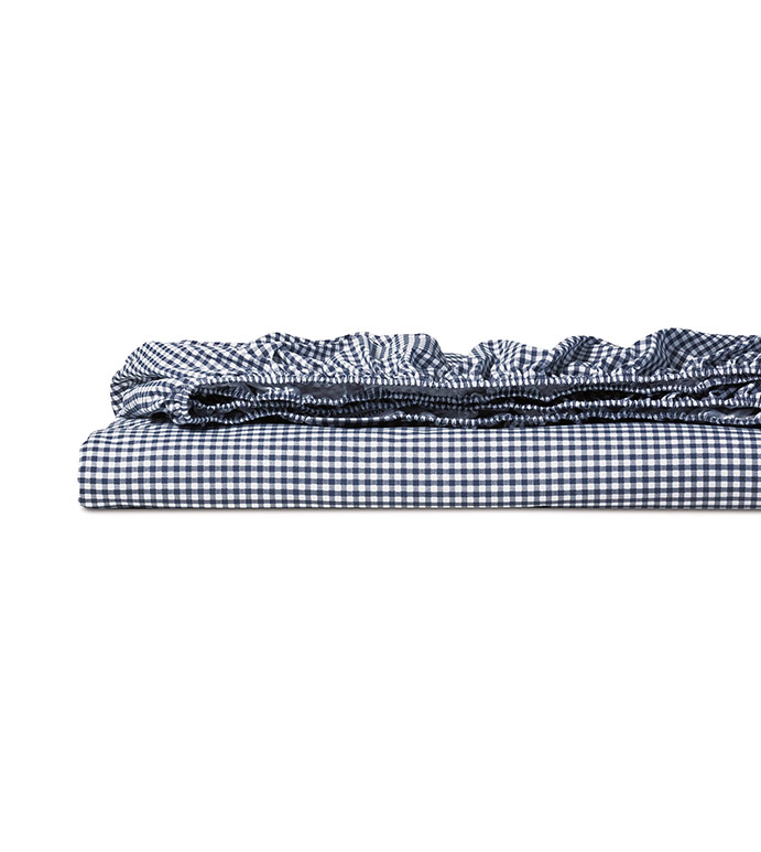 MALAYA GINGHAM FITTED SHEET IN NAVY