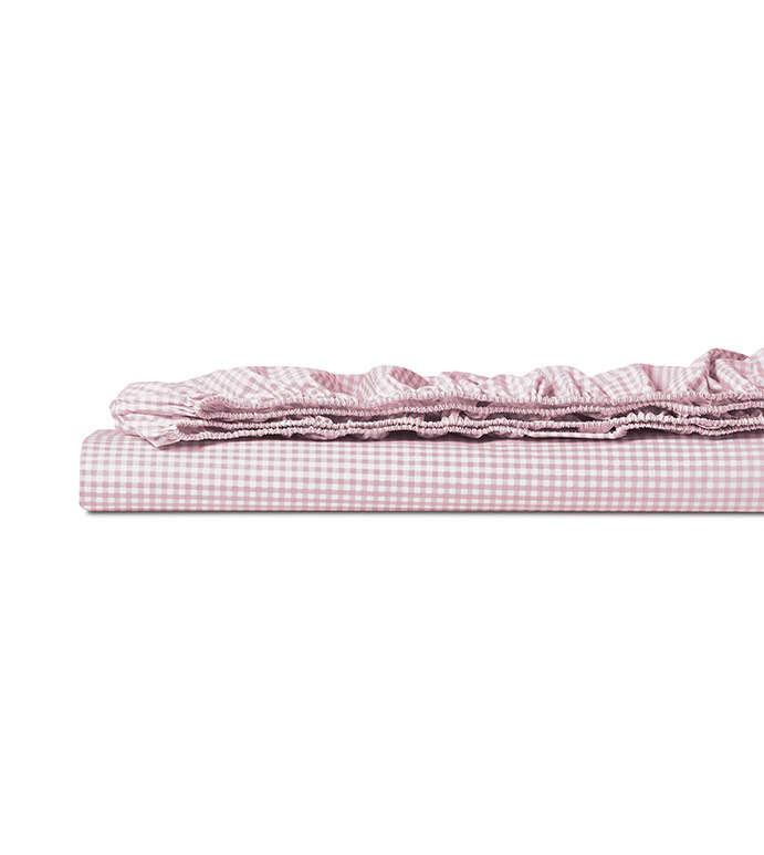 MALAYA GINGHAM FITTED SHEET IN PETAL