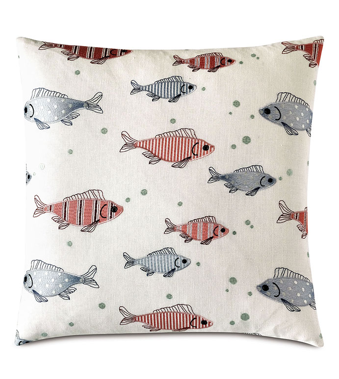 Minnow Embroidered Decorative Pillow
