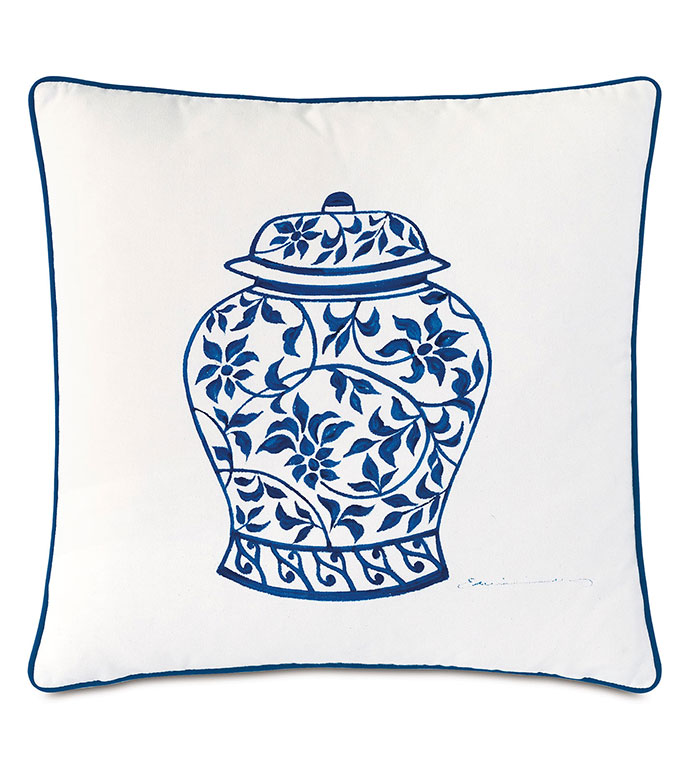 Porcelain Ginger Jar Decorative Pillow