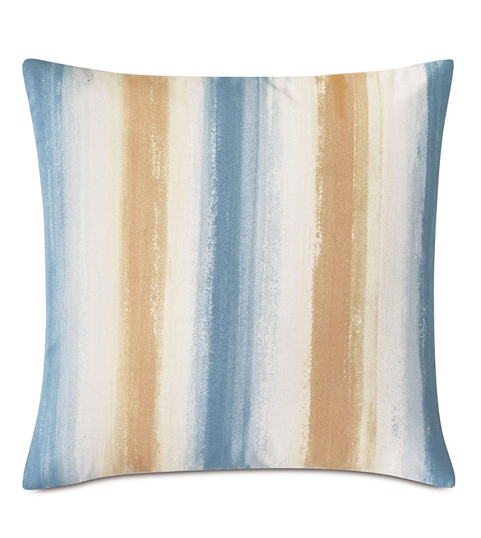 Palmetto Handpainted Decorative Pillow in Blue