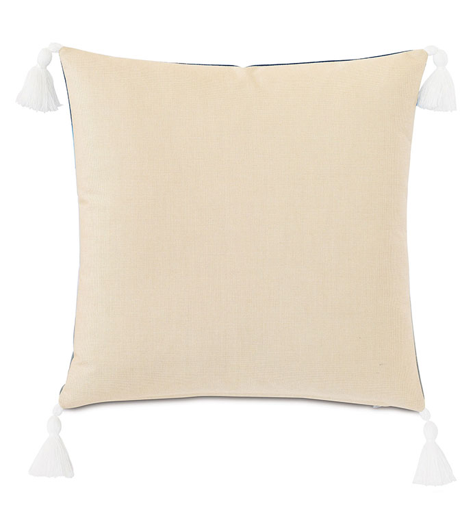 Palmetto Handpainted Decorative Pillow in Indigo