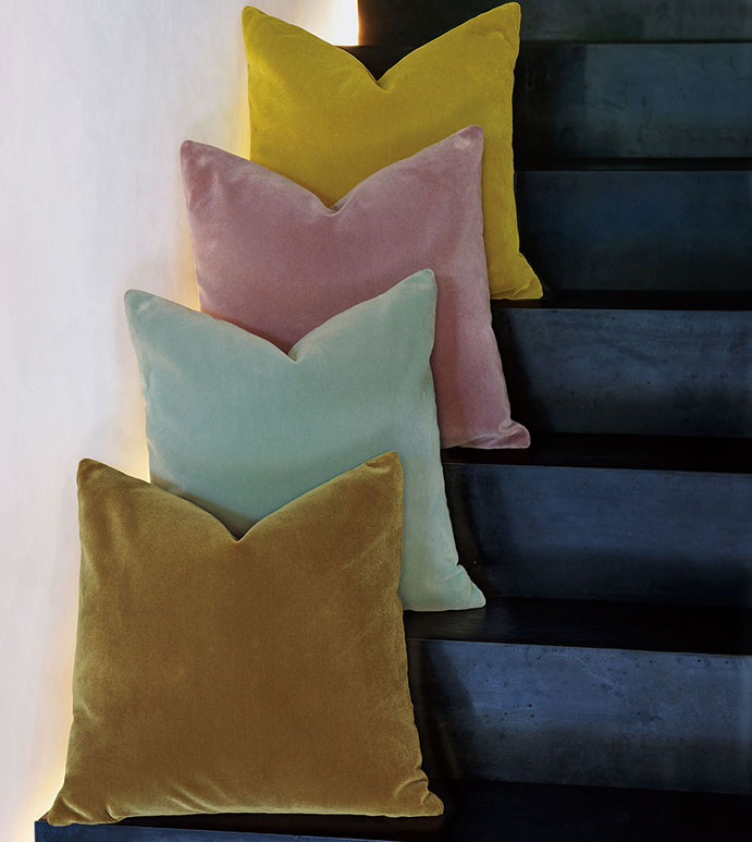 Capra Faux Mohair Decorative Pillow in Citron