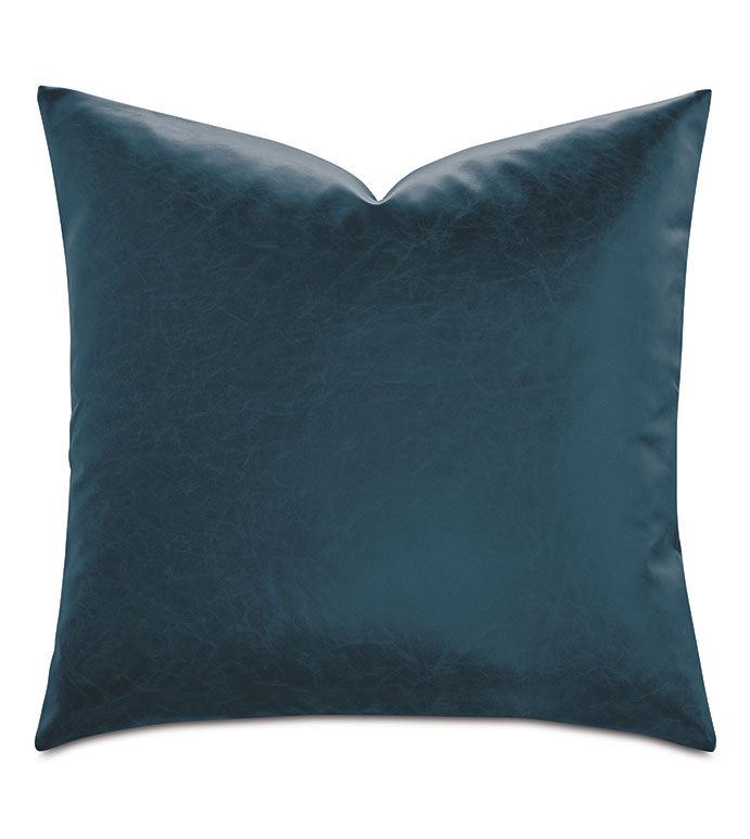 Nevin Vegan Leather Decorative Pillow in Denim