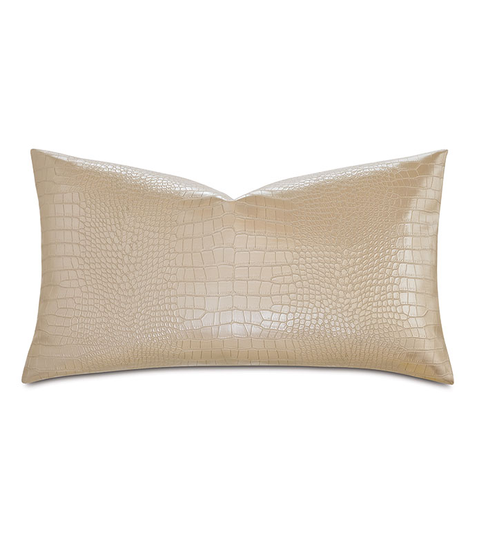 Tegu Faux Snakeskin Decorative Pillow in Gold
