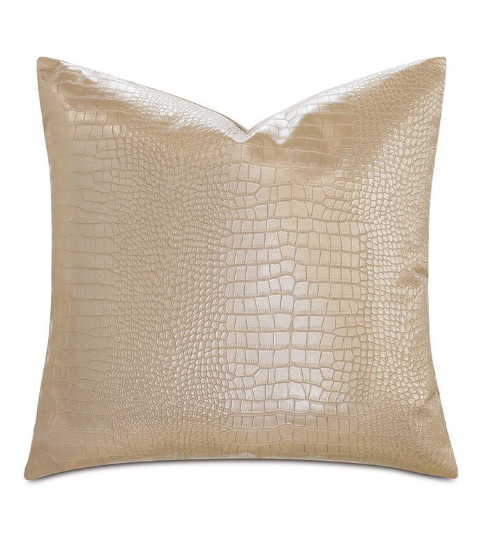 Tegu Faux Snakeskin Decorative Pillow in Gold