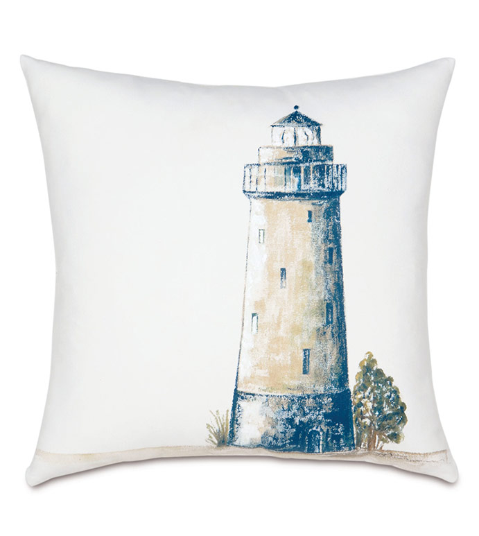 Lighthouse Handpainted Decorative Pillow
