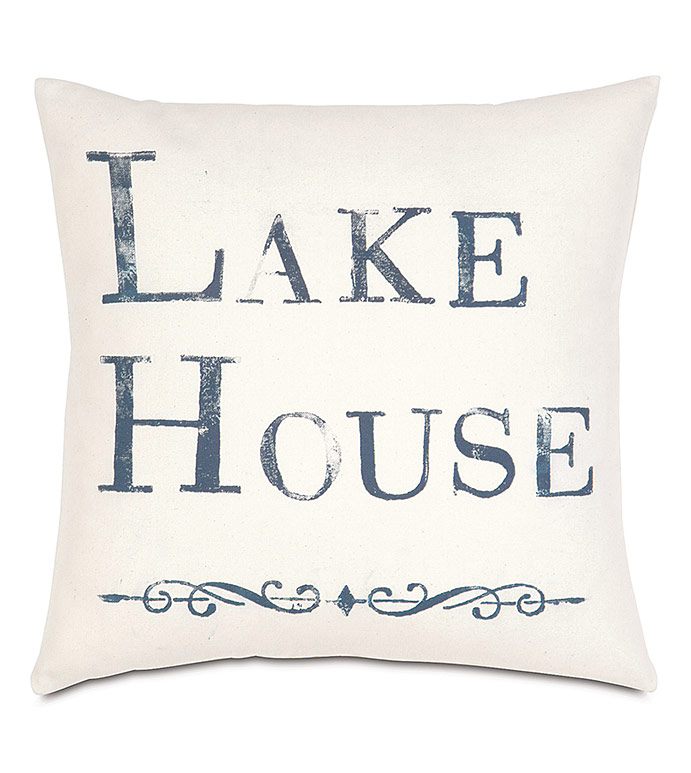 Lake Blockprinted Decorative Pillow