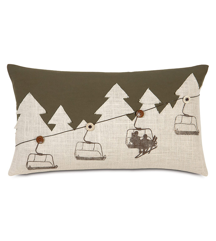 Lodge Ski Lift Decorative Pillow Eastern Accents Luxury Designer Bedding Linens And Home Decor - Mountain Home Decor Pillows