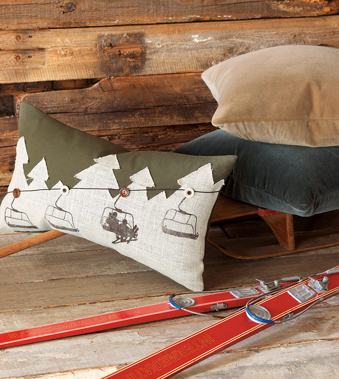 Lodge Ski Lift Decorative Pillow