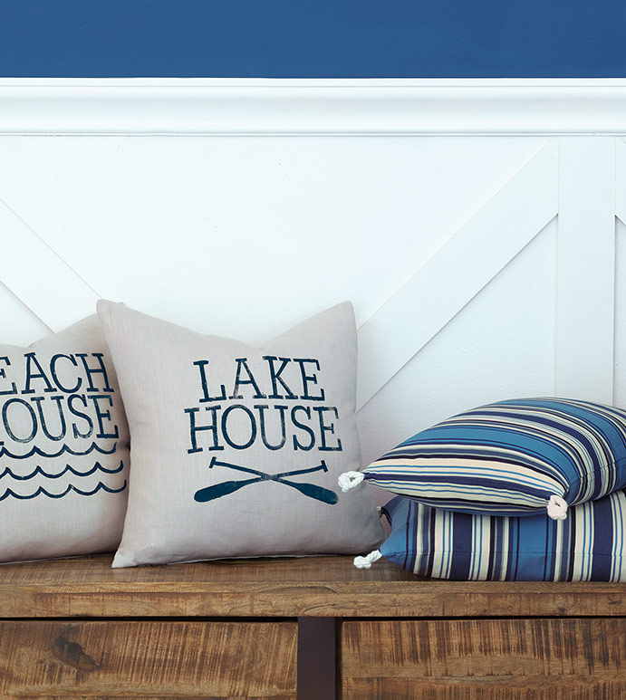 Cove Blockprinted Decorative Pillow in Lake