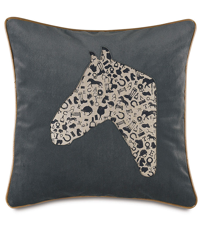 Arcaro Blockprinted Decorative Pillow in Racehorse