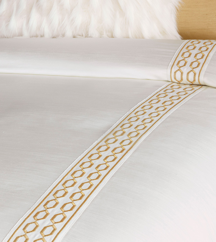 Luxe Embroidered Border Duvet Cover