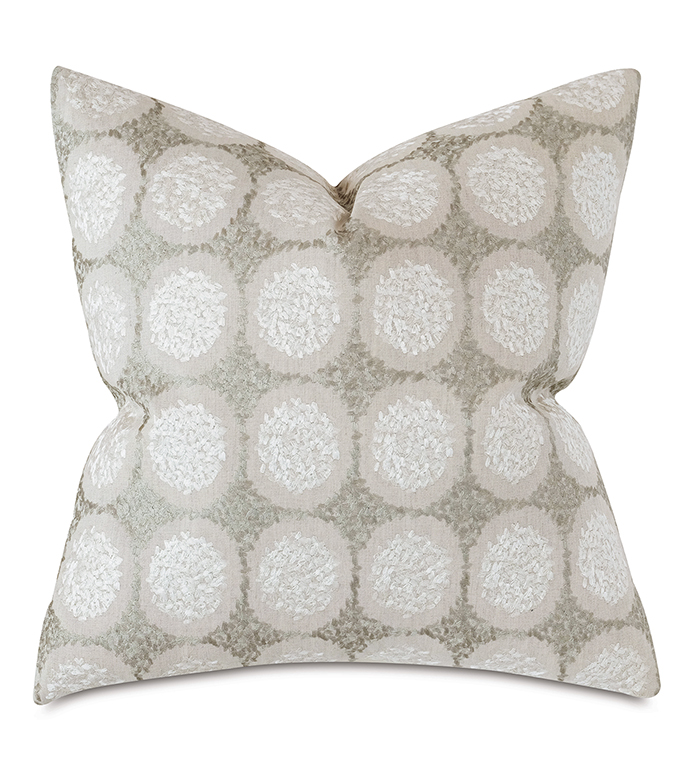 Dodie Embroidered Decorative Pillow In Pebble
