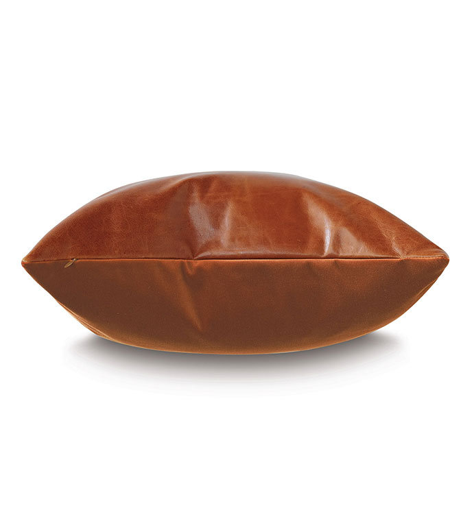 Tudor Leather Decorative Pillow in Cognac