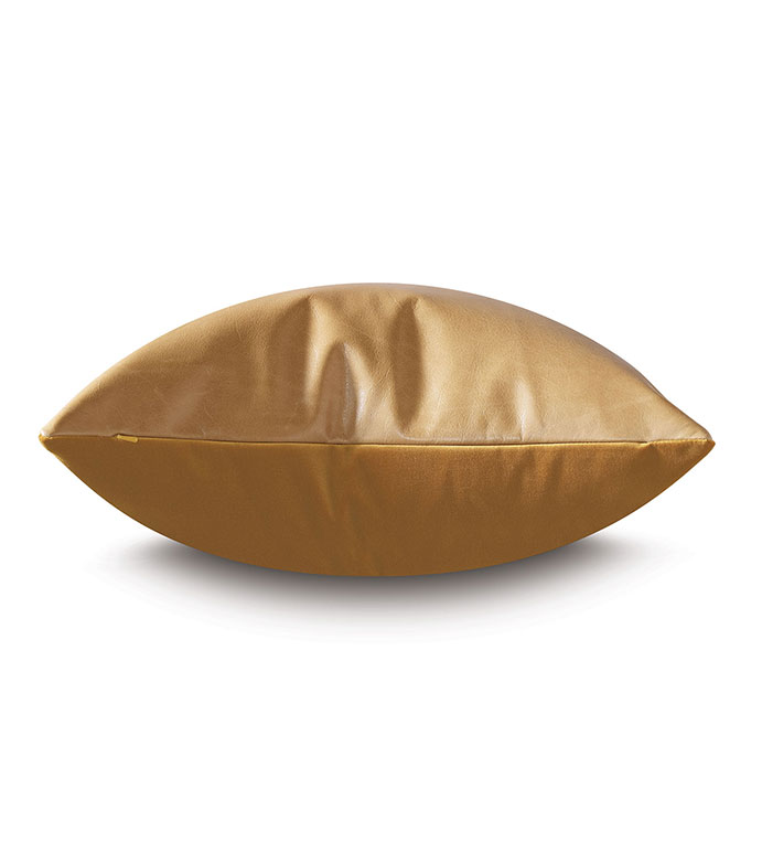 Tudor Leather Decorative Pillow In Gold