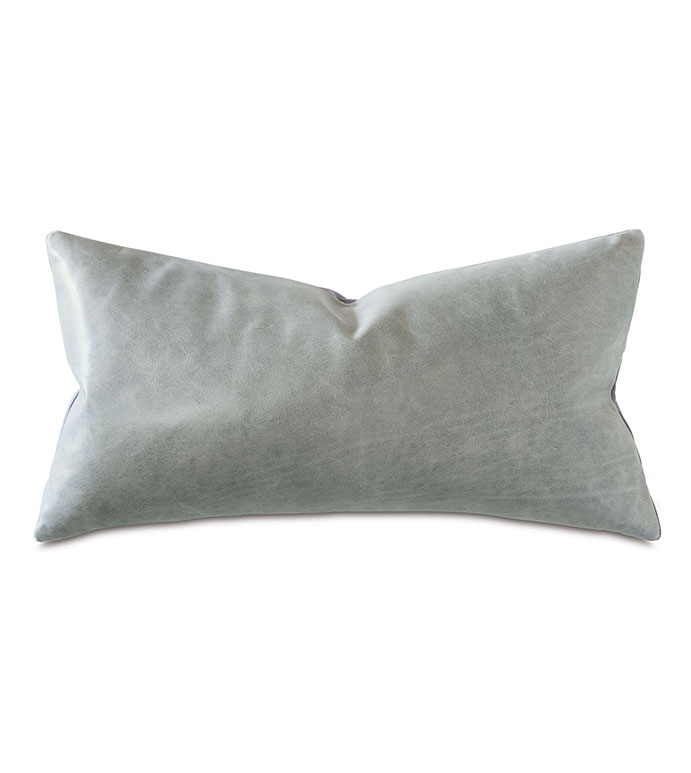 Tudor Leather Decorative Pillow In Dove