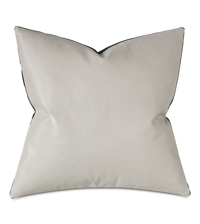 Tudor Leather Decorative Pillow In Vanilla