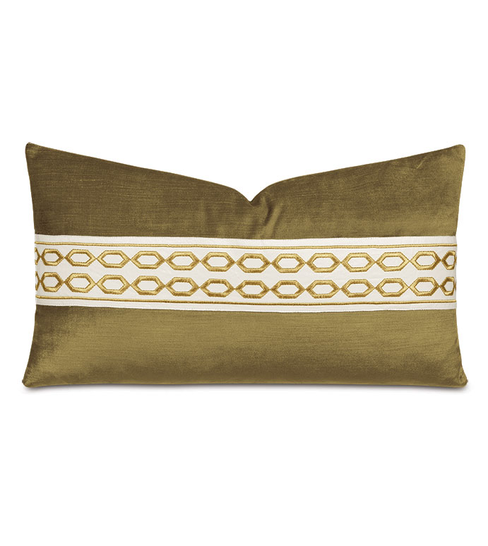 Lucerne Chain Tape Decorative Pillow in Olive