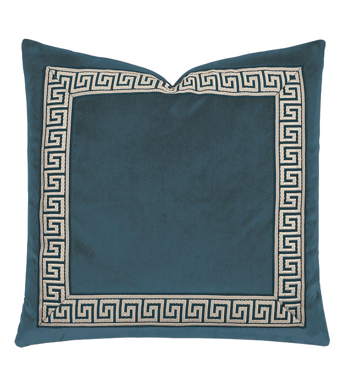 Uma Greek Key Border Decorative Pillow in Pacific