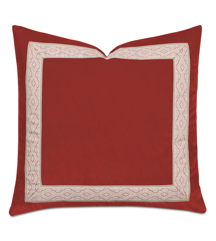 Uma Ogee Border Decorative Pillow  in Rust