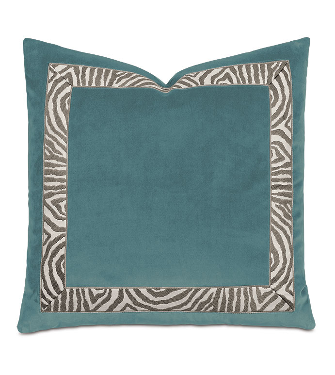 Uma Zebra Border Decorative Pillow in Teal